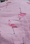 cotton two layer muslin Flannel fabric with flamingo pattern.