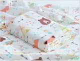 Two layer muslin cotton Baby blanket with bear and fox design 