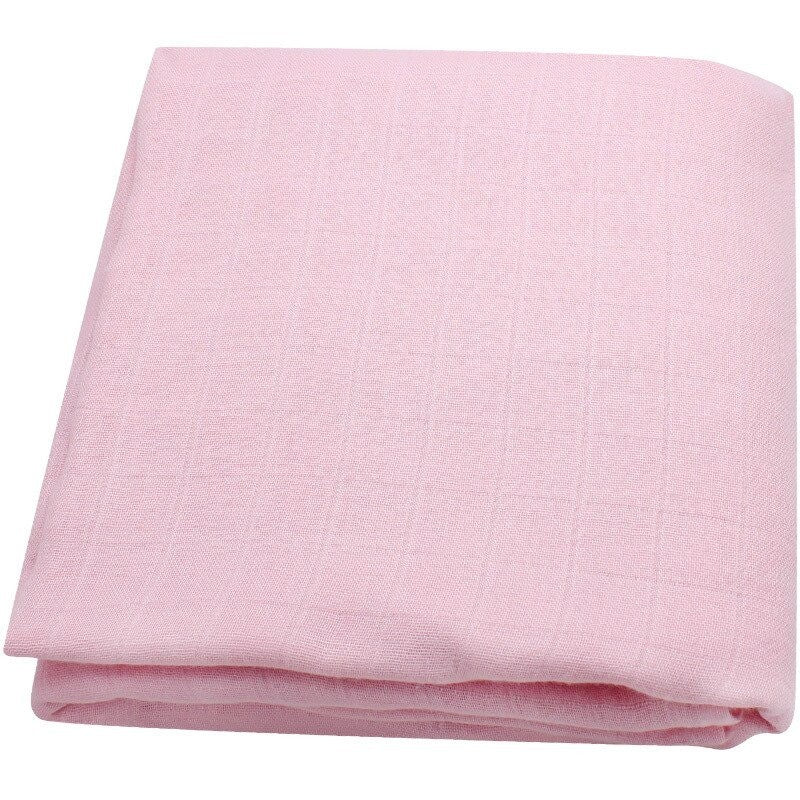Folded pink BambooCotton wrap solidcolor baby swaddle blanket wrap