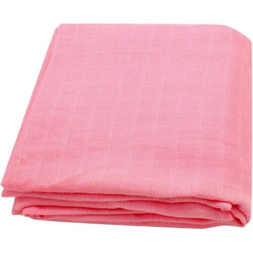 Folded pink fabric BambooCotton wrap solidcolor baby swaddle blanket wrap
