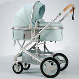 Light blue belecoo baby stroller .