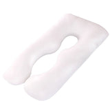 White U-shaped pillow inflatable travel pregnancy pillow.