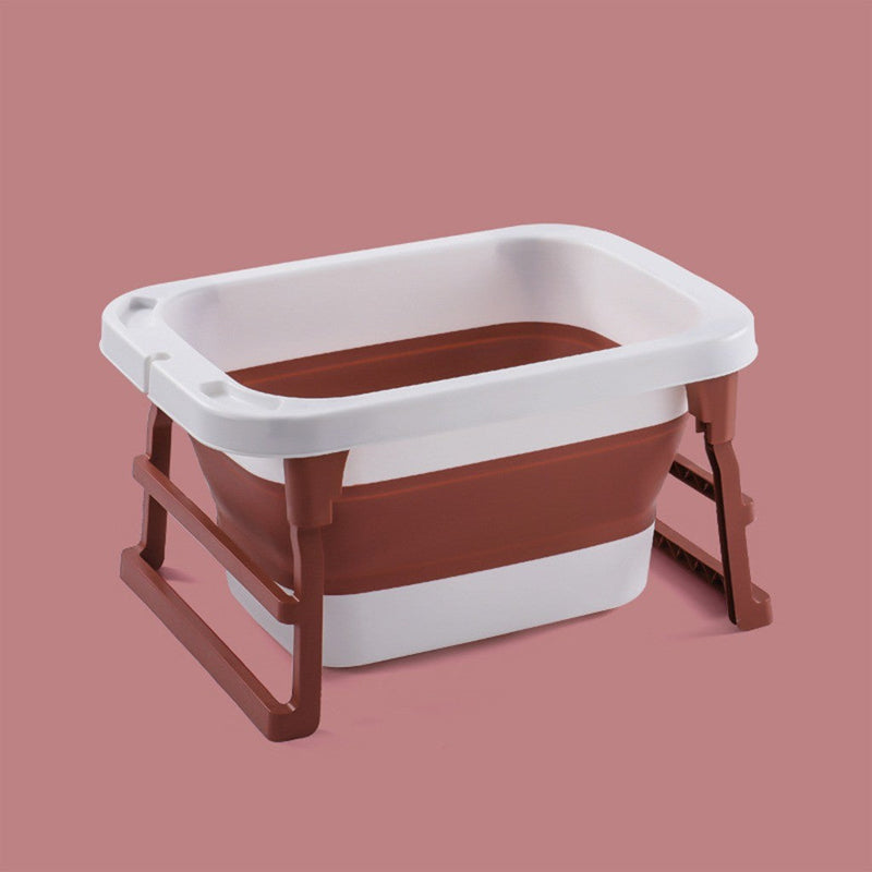 Baby bathtub  Non slip foldable with white top  and brown color.