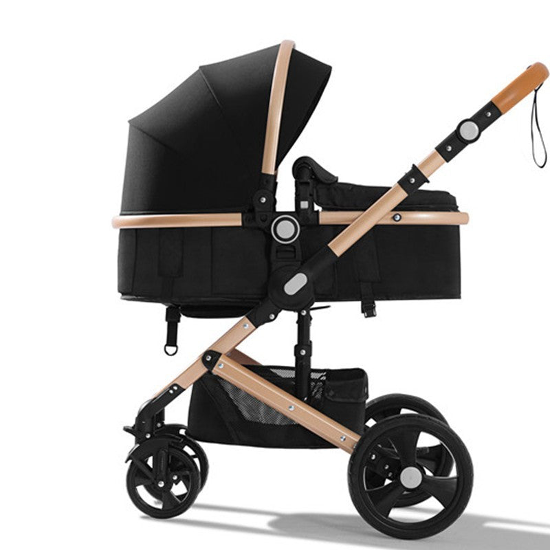 Black and beige  Belecoo baby stroller 