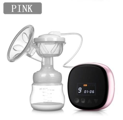 Pink  silicone electric breast pump with digital display .