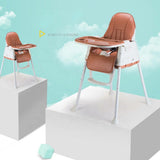 portable plastic brown dining baby feeding high chair.