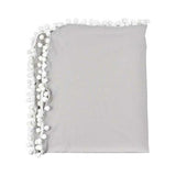 Soft muslin swaddle white pom-pom trim 