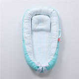 Baby nest with blue and white pattern