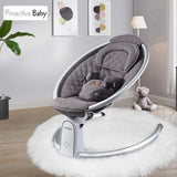  Gray electric baby swing with bluetooth. 