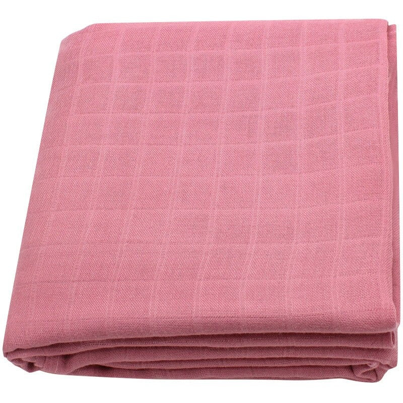 Folded pink BambooCotton wrap solidcolor baby swaddle blanket wrap