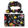 Floral headband and bow wrap cozy cloth.