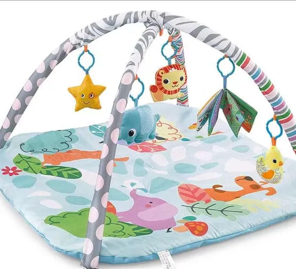 Newborn soft crawling baby play mat with hanging toys .