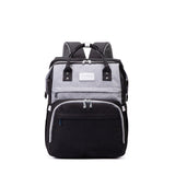 Black and gray diaper backpack