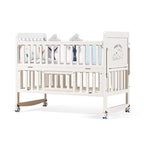 Wooden Baby Cot Bed with Roller Co-Sleeper, Children Cot One side (mattress and bedding set sold separately).