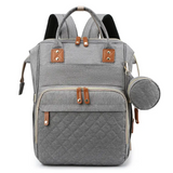 Gray 3 in 1 Traveling Diaper bag with quilted design.