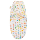 newborn Baby swaddle organic with colorful alphabet pattern .