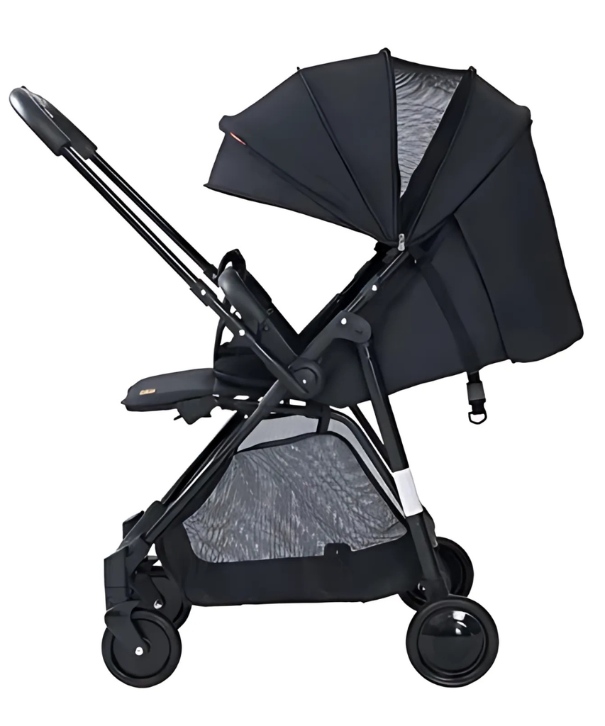 REVERSIBLE HANDLE luxury light weight Black stroller.