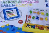 Magnetic learning board and abacus set with colorful numbers and letters .