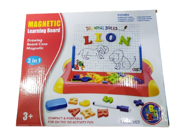 Magnetic learning board toy packaging with a lion 