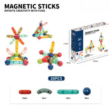 Colorful magnetic sticks with building structures and packages