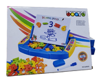 Magnetic drawing board with letters and numbers on a colorful box
