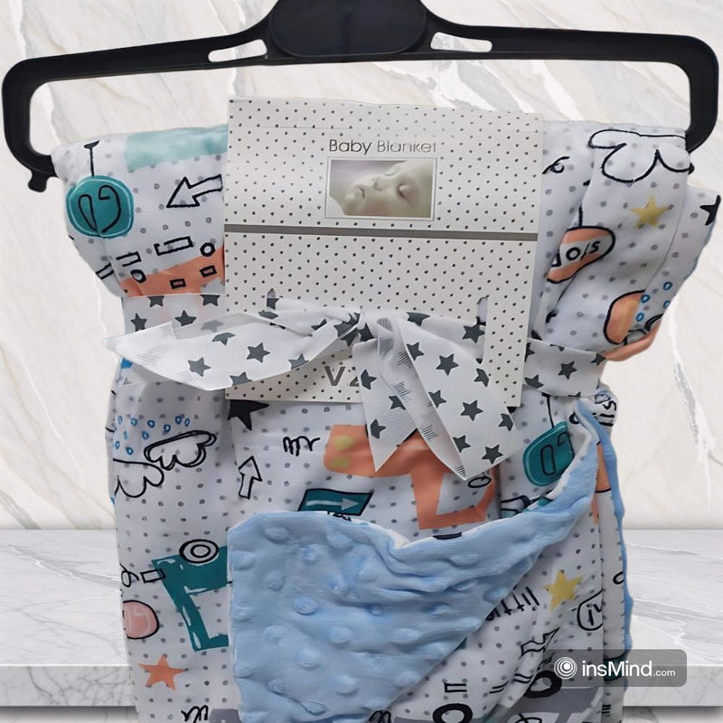 Cute plush Baby swaddle blanket with cartoon patterns 