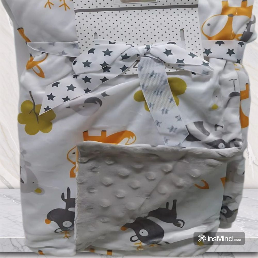 Baby blanket with animal patterns .