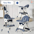 2-1 Booster Seats Baby High Foldable Feeding Chair With Tray and Wheels