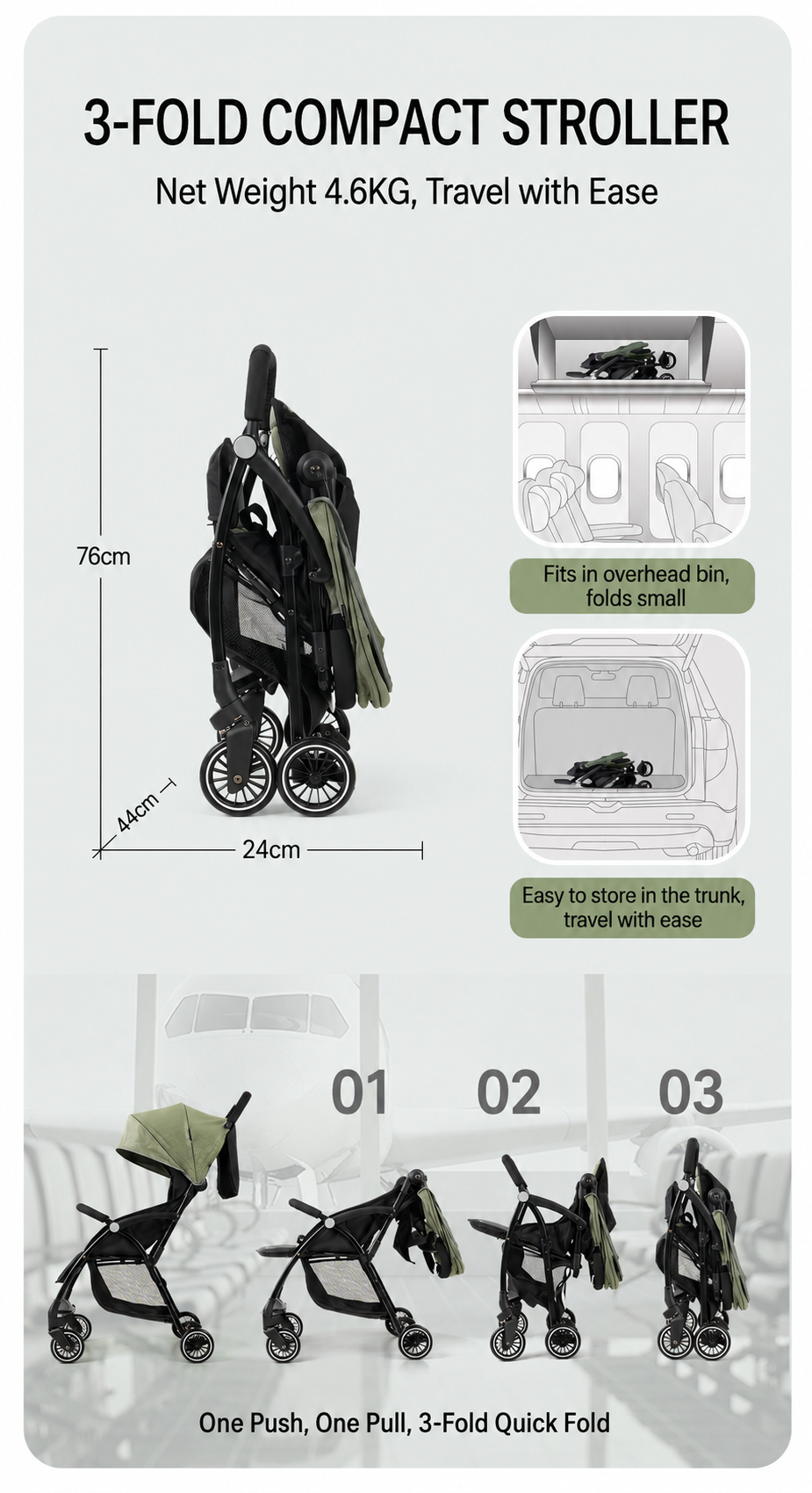 A10 Lightweight Stroller High Quality 2-in-1 Car with Five-Point Safety Belt Foldable for Newborn Popular Style