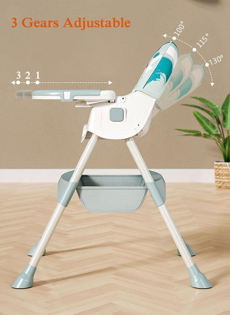 2-1 Booster Seats Baby High Foldable Feeding Chair With Tray and Wheels