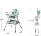 2-1 Booster Seats Baby High Foldable Feeding Chair With Tray and Wheels