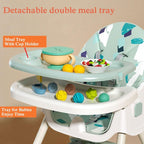 2-1 Booster Seats Baby High Foldable Feeding Chair With Tray and Wheels