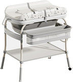 2 in 1 Height Adjustable Foldable Day care Baby Nursing & Diaper Changing Table with Safety Strap