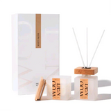 Wood Tone Diffuser & Candle Gift Set With Luxury Packaging white musk Flavour.