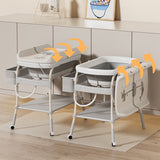 2_in_1Height_Adjustable_Foldable_Daycare_Baby_Diaper_Changing_Table_with_Safety_Strap_Two baby changing tables with wheels .