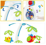 Set of colorful baby toys, including a ball, rattle, and teether, from a 2-in-1 musical mobile set.