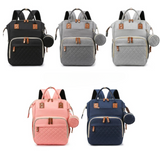 Five 3 in 1 travelling backpacks in black, gray, pink and blue.