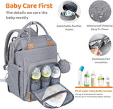 Gray 3 in 1 diaper bag with bottle holders and accessories.