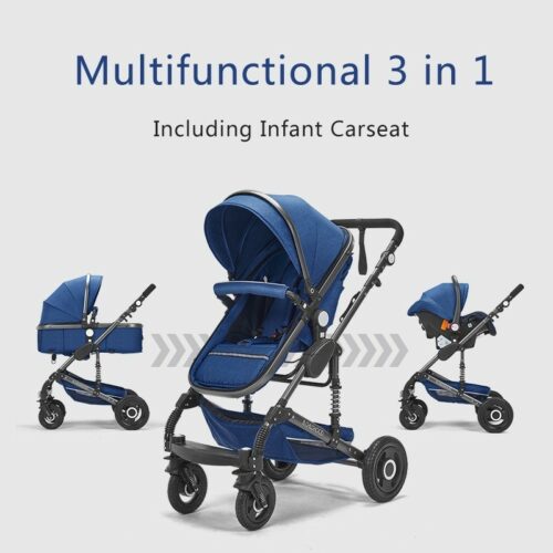 Belecoo 3 In1 Baby Stroller High Landscape With Car Seat Folding For 0-3 Years
