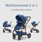 Belecoo 3 In1 Baby Stroller High Landscape With Car Seat Folding For 0-3 Years