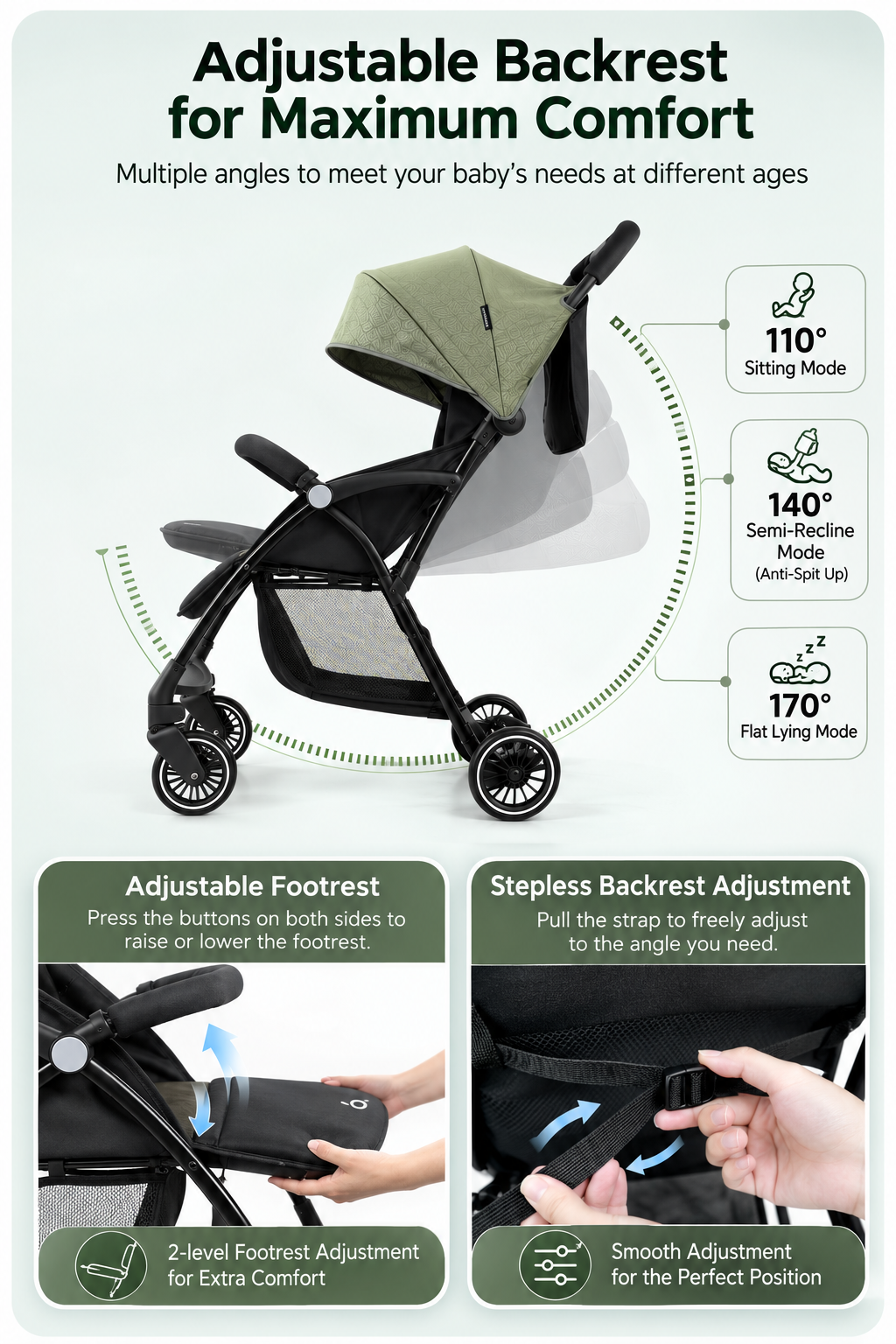 A10 Lightweight Stroller High Quality 2-in-1 Car with Five-Point Safety Belt Foldable for Newborn Popular Style