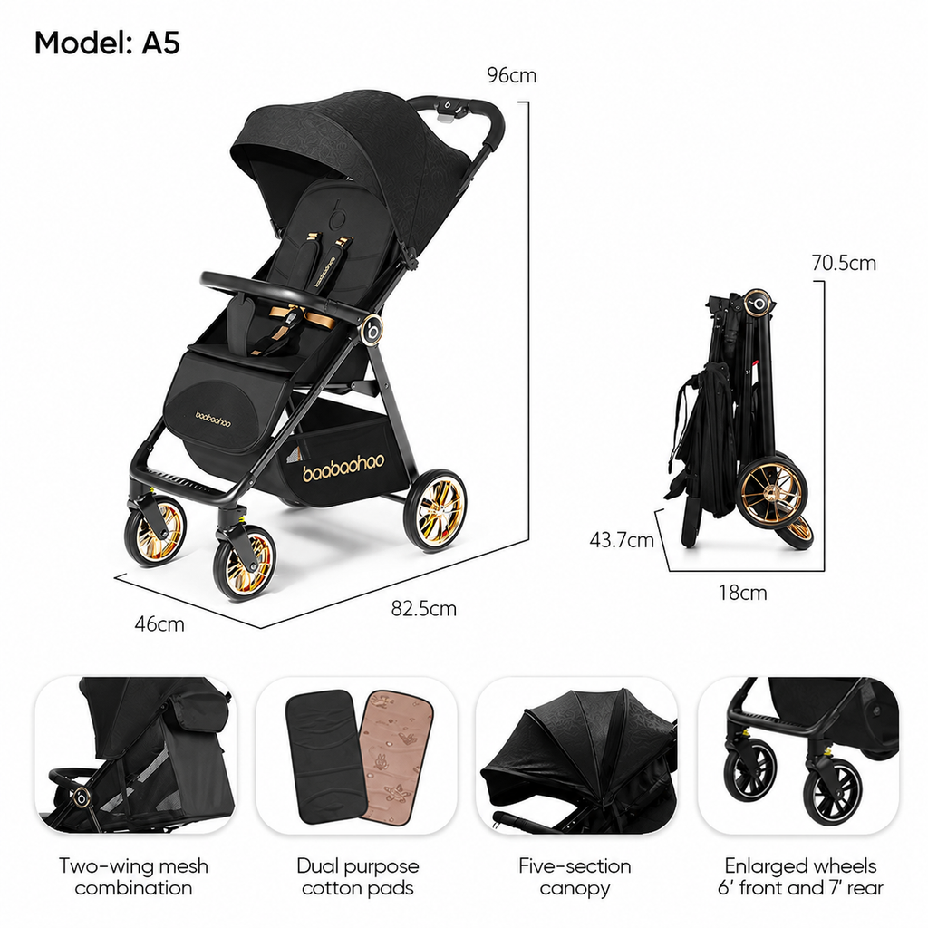 Baby Stroller Lightweight Easy to Fold Compact Light Weight Strollers Buggy Portable Travel Stroller for Airplane Kid A5
