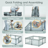 Step-by-step guide on how to quickly fold and assemble a Baby playpen.