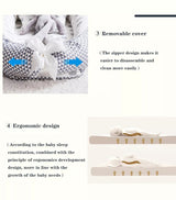  Baby Nest Baby crib with text highlighting removable cover and ergonomic design.