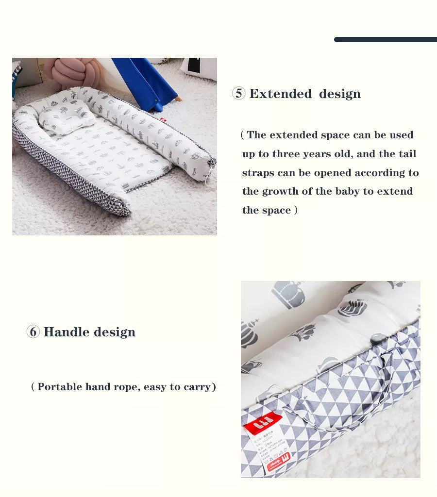 Organic breathable Baby crib with extended space design and handle feature 