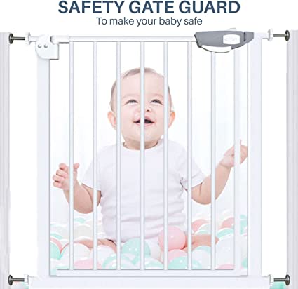 Baybee Auto Close Baby Safety Gate Size 75 -85cm , Extra Tall and Wide Baby Child Gate, Easy Walk Thru Pet Dog Gate for House, Doorway Staircases |