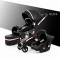 Luxury Baby Stroller 3 in 1 Fashion Carriage Gold Frame Pram