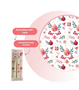 roots & glow Product packaging with floral design .