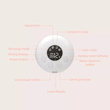Double wearable breast pump Control panel with labeled buttons .
