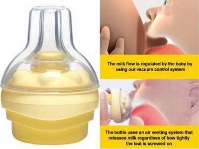  Calma Silicone bottle with vacuum control system for baby feeding.